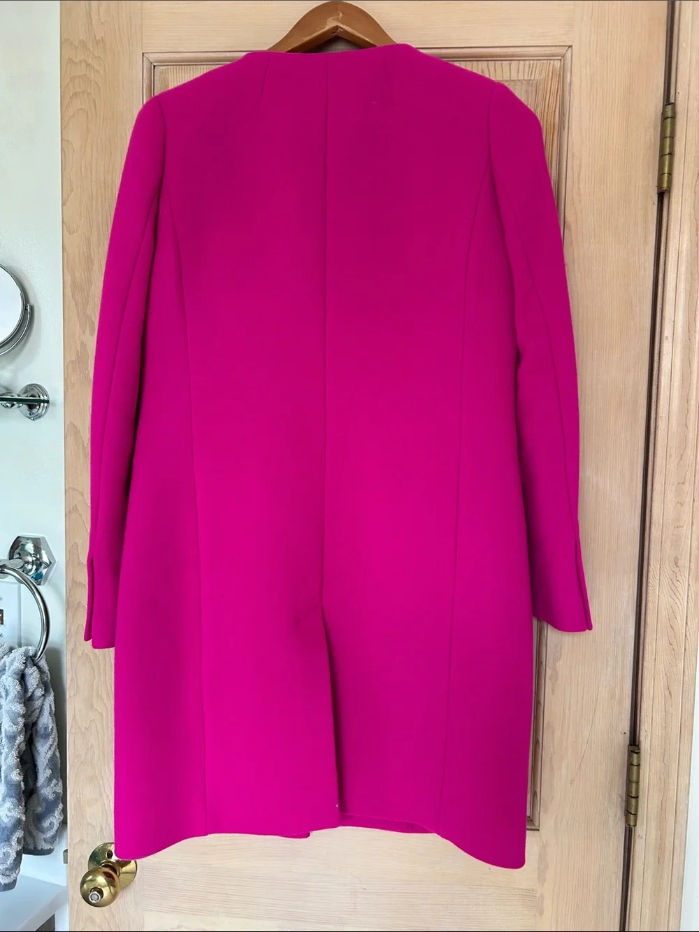 J Crew Women's Bright Fuchsia Wool Blend Coat